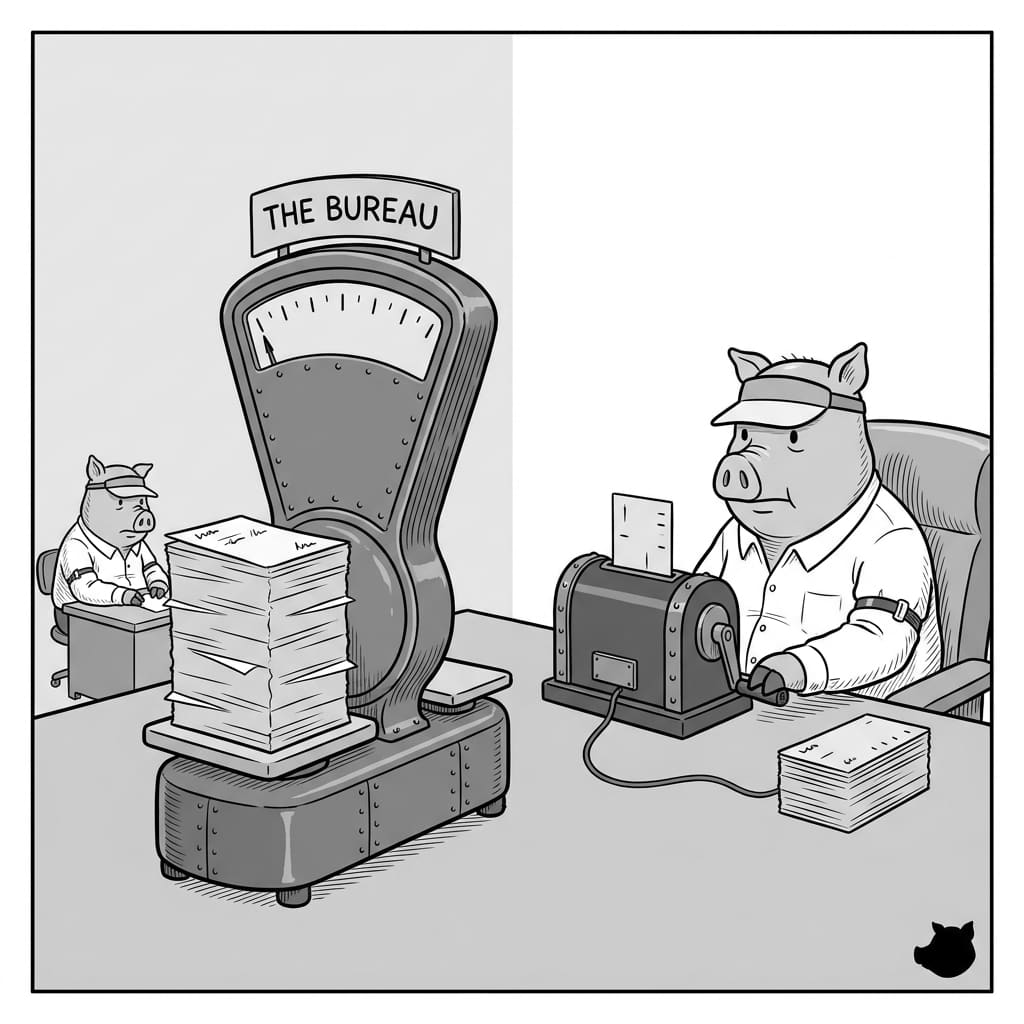 Black-and-white editorial illustration for Late August 2026 Career Advice: Thriving in a 'Low-Hire, Low-Fire' Market