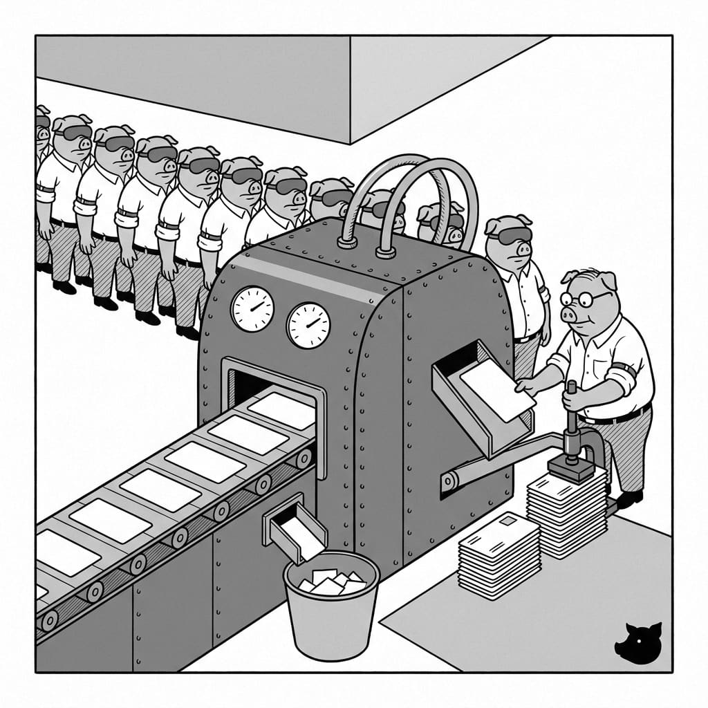 Black-and-white editorial illustration for Mid-2026 Hiring Trends: AI Efficiency vs. Skills-Based Reality